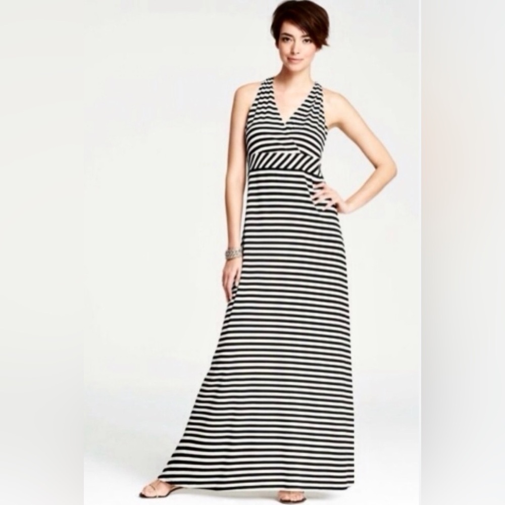 ANN TAYLOR Striped Halter Maxi Dress, Size M